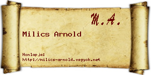 Milics Arnold névjegykártya