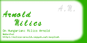 arnold milics business card